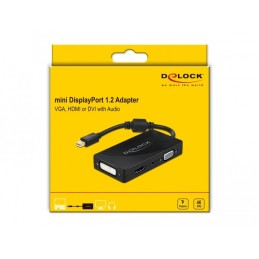 DeLOCK Mini DisplayPort 1.2 Adattatore per VGA   HDMI   DVI   Audio femmina 4K passivo nero