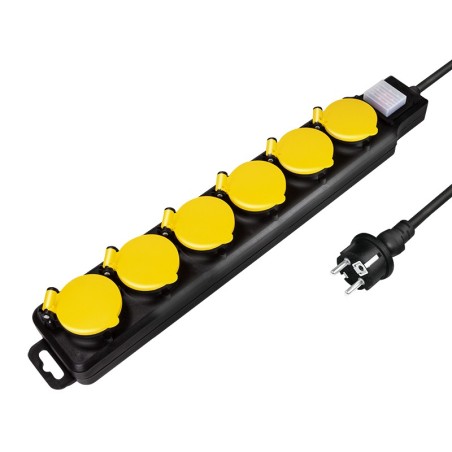 LogiLink LPS256 prolunghe e multiple 1,5 m 6 presa(e) AC Esterno Nero, Giallo