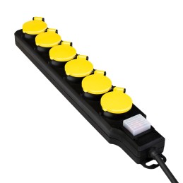 LogiLink LPS256 prolunghe e multiple 1,5 m 6 presa(e) AC Esterno Nero, Giallo