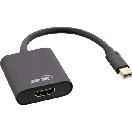 InLine Adattatore Mini DisplayPort HDM, alluminio con audio, 4K 60Hz, nero