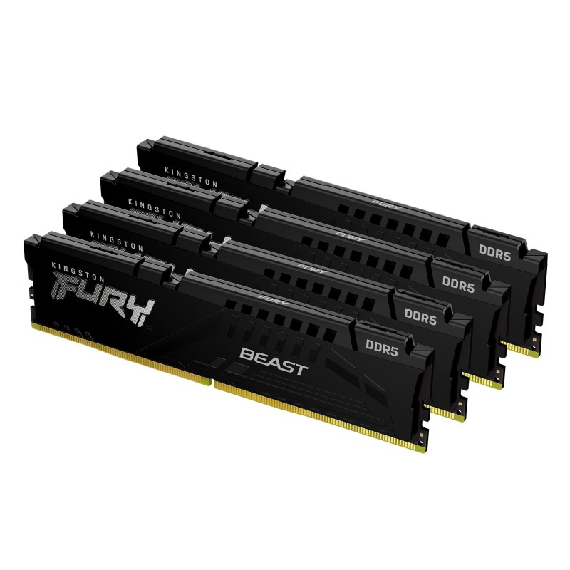 Kingston Technology FURY Beast 64 GB 5200 MT s DDR5 CL40 DIMM (Kit da 4) Black XMP Kingston Technology FURY Beast 64 GB 5200 MT s DDR5 CL40 DIMM (Kit da 4) Black XMP