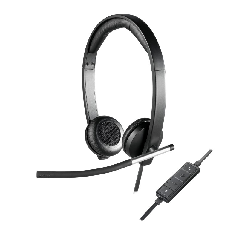 Logitech 981-000519 cuffia e auricolare Cablato A Padiglione Ufficio USB tipo A Nero, Argento