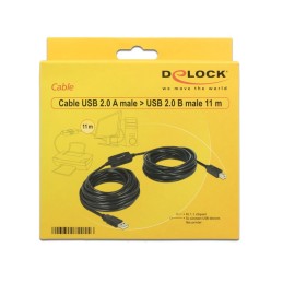 DeLOCK 11m, USB2.0-A - USB2.0-B cavo USB USB A USB B Nero