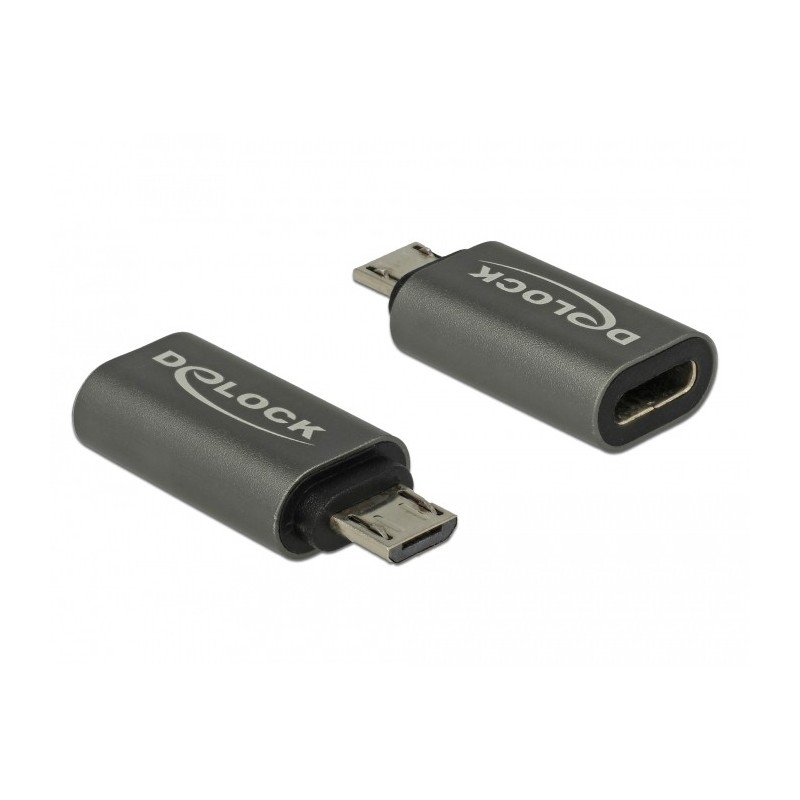 DeLOCK 65927 adattatore per inversione del genere dei cavi USB 2.0 Micro-B USB tipo-C Antracite