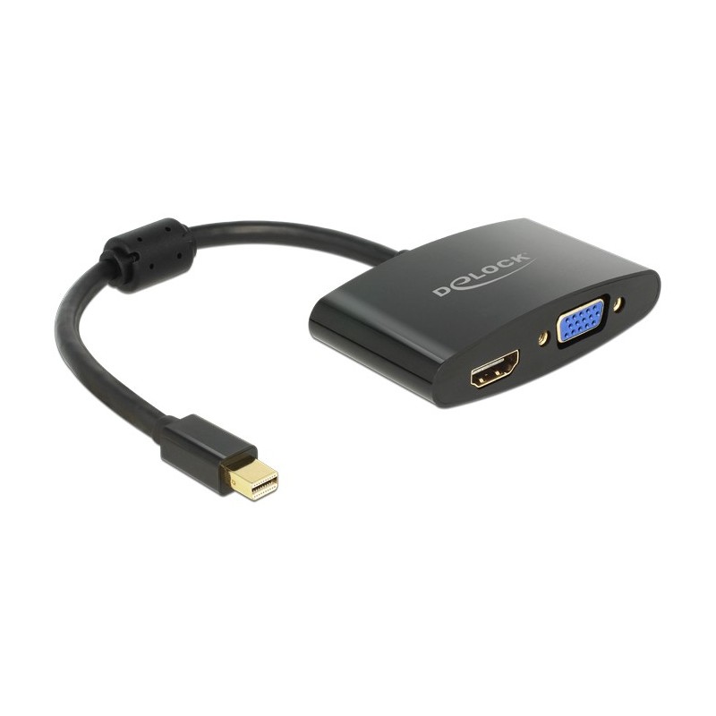 DeLOCK 65553 cavo e adattatore video 0,18 m Mini DisplayPort HDMI + VGA (D-Sub) Nero