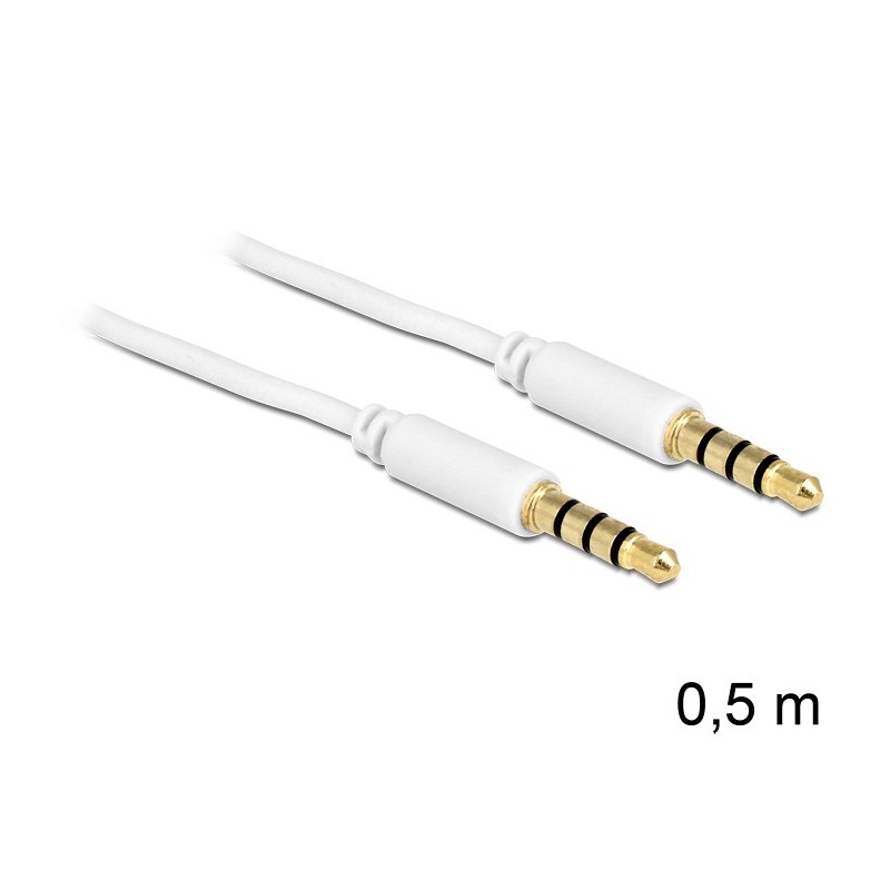 DeLOCK 3.5mm - 3.5mm, 0.5m cavo audio 0,5 m Bianco