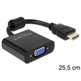 DeLOCK 65512 cavo e adattatore video 0,254 m VGA (D-Sub) HDMI tipo A (Standard) Nero