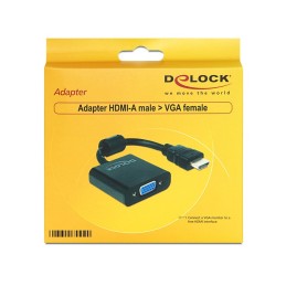 DeLOCK 65512 cavo e adattatore video 0,254 m VGA (D-Sub) HDMI tipo A (Standard) Nero