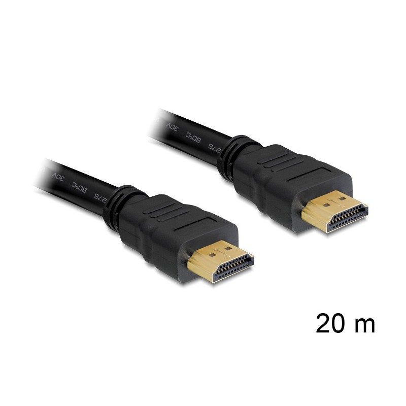 DeLOCK 20m, HDMI - HDMI cavo HDMI HDMI tipo A (Standard) Nero