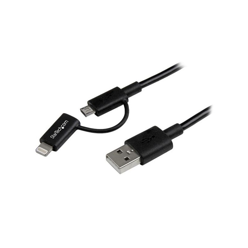 StarTech.com Cavo di ricarica 2 in 1 da 1m - Da USB a Lightning o Micro-USB per iPhone   iPad   iPod   Android - Certificato