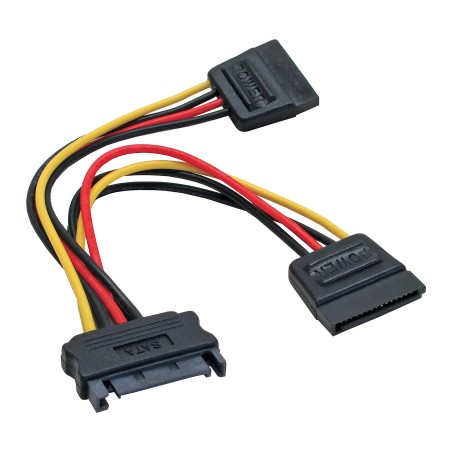 InLine Cavo di alimentazione a Y, 1x Sata 15pin M a 2x SATA 15pin F, 0,15m