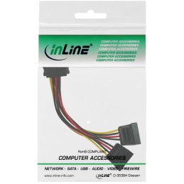 InLine Cavo di alimentazione a Y, 1x Sata 15pin M a 2x SATA 15pin F, 0,15m