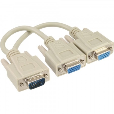 InLine 4043718102129 adattatore per inversione del genere dei cavi VGA 2x VGA Beige