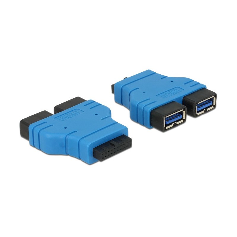 DeLOCK USB3.0 2xUSB3.0 2 x USB 3.0-A Nero, Blu