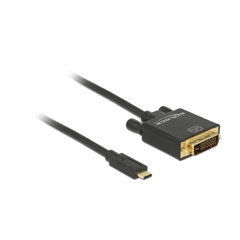 DeLOCK 1m, USB-C DVI 24+1 adattatore grafico USB 3840 x 2160 Pixel Nero