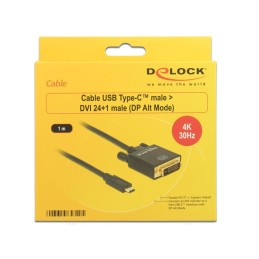 DeLOCK 1m, USB-C DVI 24+1 adattatore grafico USB 3840 x 2160 Pixel Nero