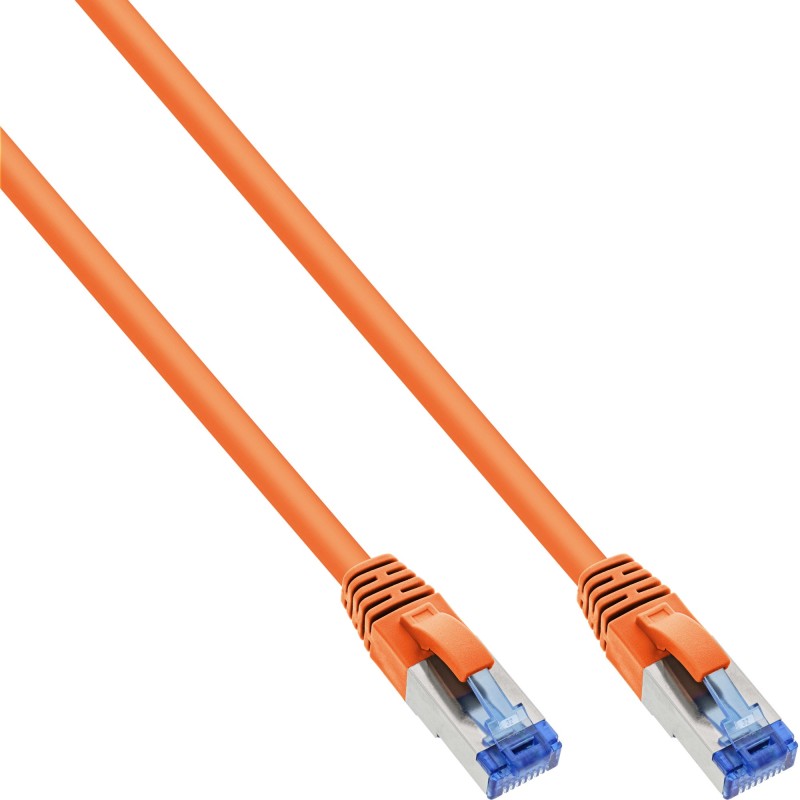 InLine Cavo patch Lan, S FTP(PiMf), Cat.6a, 500MHz, CU, halogenf., arancio, 10m