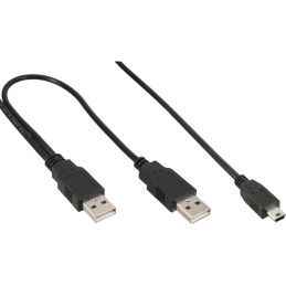 InLine Cavo USB2.0 Mini Sdoppiato, 2x Am  Mini Bm(5pol), Y Form, nero, 1m