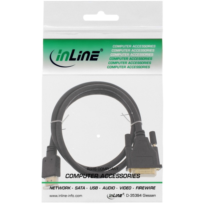 InLine Cavo HDMI M a DVI 18+1 M, dorato, nero, 1,5m