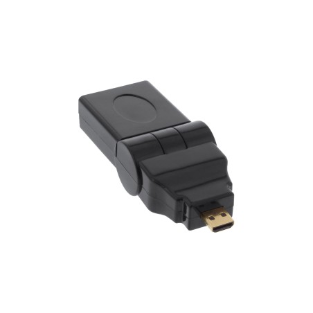 InLine Adattatore HDMI Tipo A Femmina a Micro HDMI Tipo D Maschio, 180°, dorato