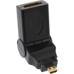 InLine Adattatore HDMI Tipo A Femmina a Micro HDMI Tipo D Maschio, 180°, dorato