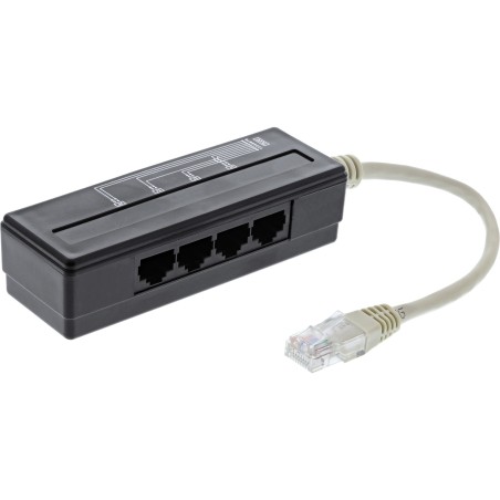 InLine Splitter per porte telefoniche a 4 vie, da spina RJ45 a 4 prese, 0,15m