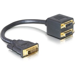 DeLOCK Adapter DVI25 M  2x DVI25 F cavo DVI 0,2 m DVI-I Nero