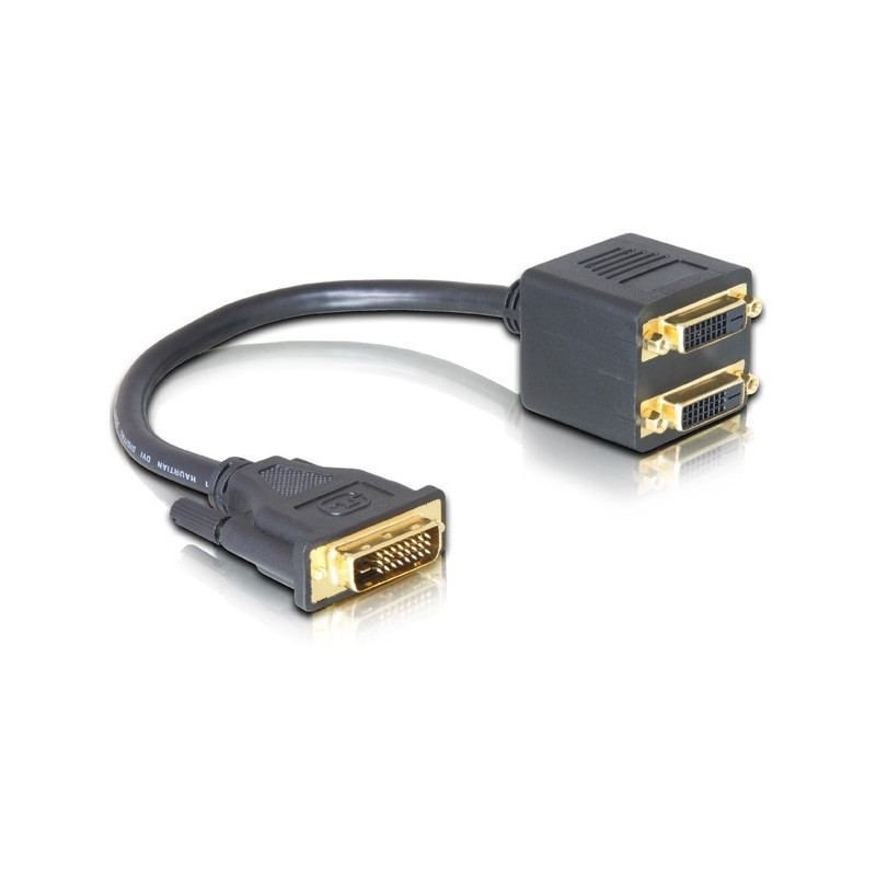 DeLOCK Adapter DVI25 M  2x DVI25 F cavo DVI 0,2 m DVI-I Nero