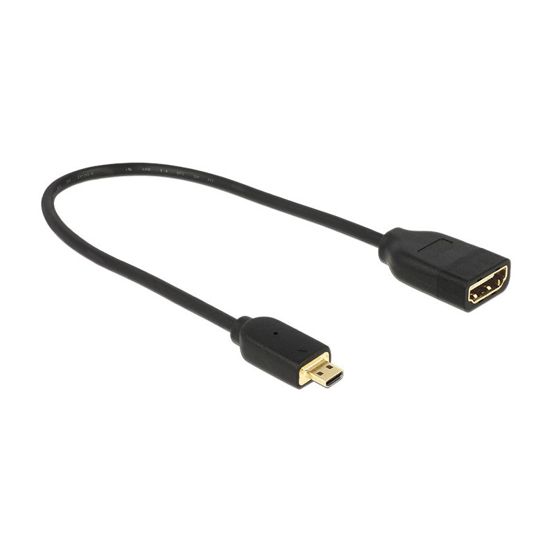 DeLOCK 0.2m, HDMI-A HDMI Micro-D cavo HDMI 0,2 m HDMI tipo D (Micro) HDMI tipo A (Standard) Nero