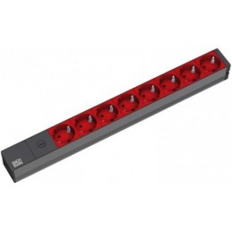 Bachmann 19'' 2m 8x Schuko H05VV-F 3G 1.00mm² prolunghe e multiple 8 presa(e) AC Nero, Rosso