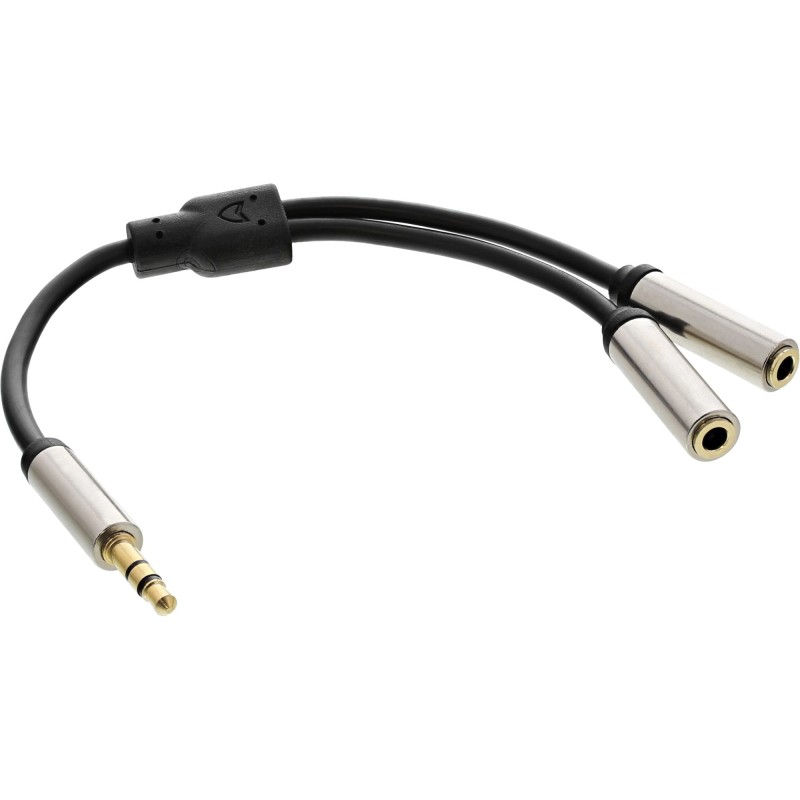 InLine Cavo Audio SLIM Y, Jack 3,5mm M a 2x Jack 3,5mm F, Stereo, 0,15m