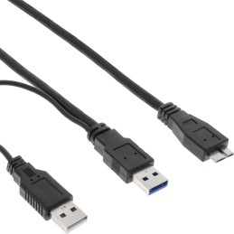 InLine Cavo USB 3.0 Sdoppiato, Y Form, 2x A maschio Micro B maschio, 1,5m