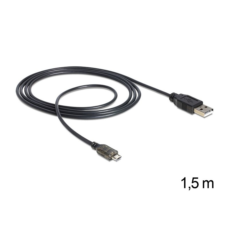 DeLOCK USB 2.0-A - USB micro-B, 1.5m cavo USB 1,5 m USB A Micro-USB B Nero