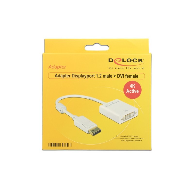 DeLOCK 62600 cavo e adattatore video 0,2 m DisplayPort DVI-I Bianco