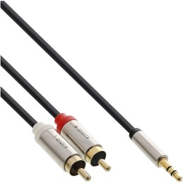 InLine S-99241 cavo audio 1 m 3.5mm 2 x RCA Nero, Argento