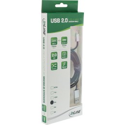 InLine Cavo USB 2.0 Micro, A M B M, alluminio, nero, 2,4A@1m 1,5A@5m, 2m