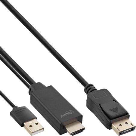 InLine Cavo convertitore da HDMI a DisplayPort, 4K, nero, dorato, 0,5m