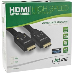 InLine Cavo HDMI, attivo, 4K2K, guaina nylon, 15m, High Speed, Ethernet