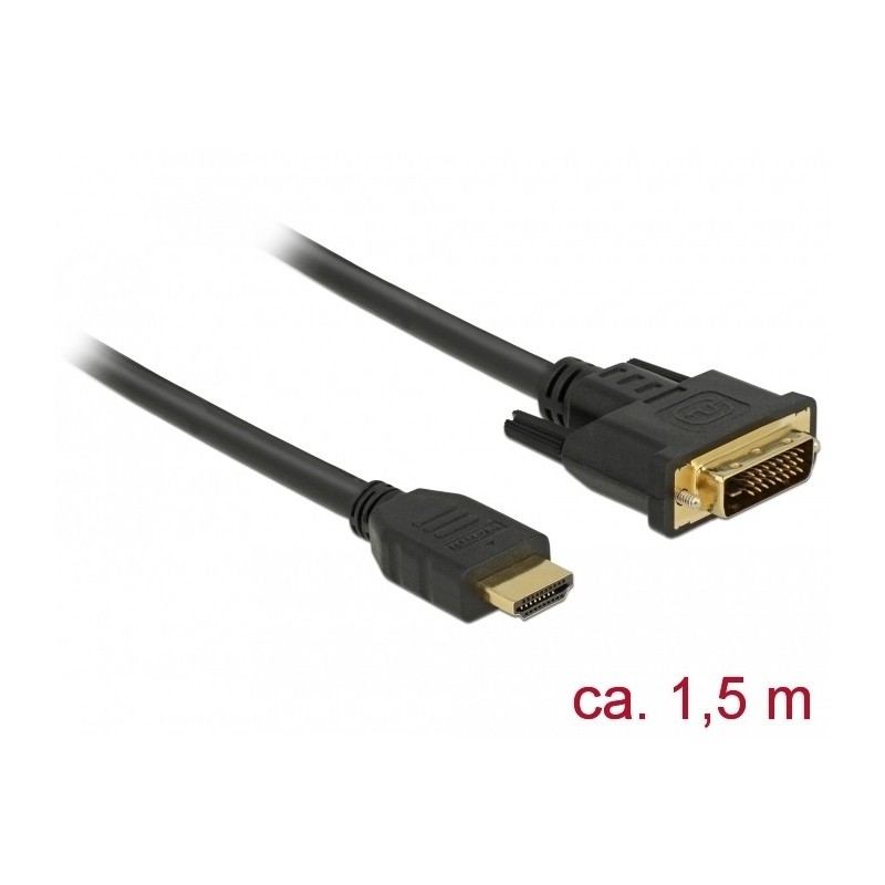 DeLOCK 85653 cavo e adattatore video 1,5 m HDMI tipo A (Standard) DVI Nero