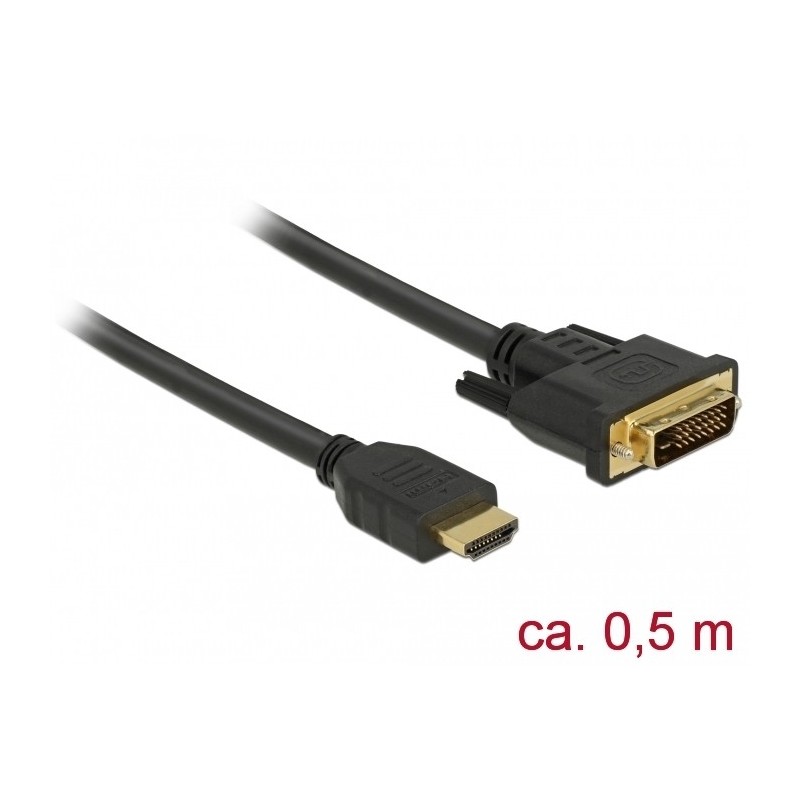 DeLOCK 85651 cavo e adattatore video 0,5 m HDMI tipo A (Standard) DVI Nero