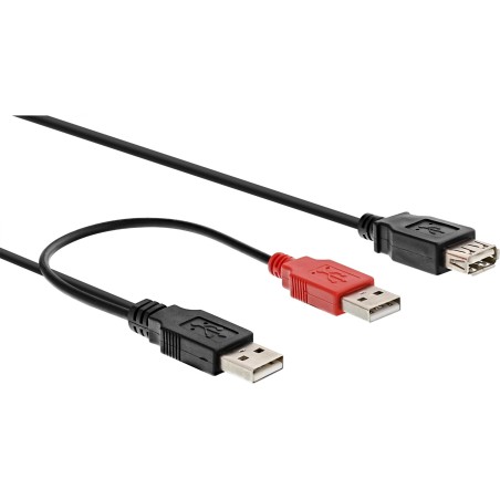 InLine Cavo USB 2.0 Sdoppiato, 2x A maschio   A femmina, Y Form, nero, 0,2m