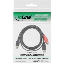 InLine Cavo USB 2.0 Sdoppiato, 2x A maschio   A femmina, Y Form, nero, 0,2m