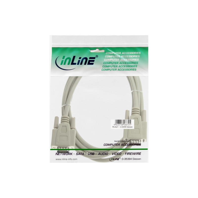 InLine Cavo VGA, Sub-D 15pin maschio   maschio, 1m, beige