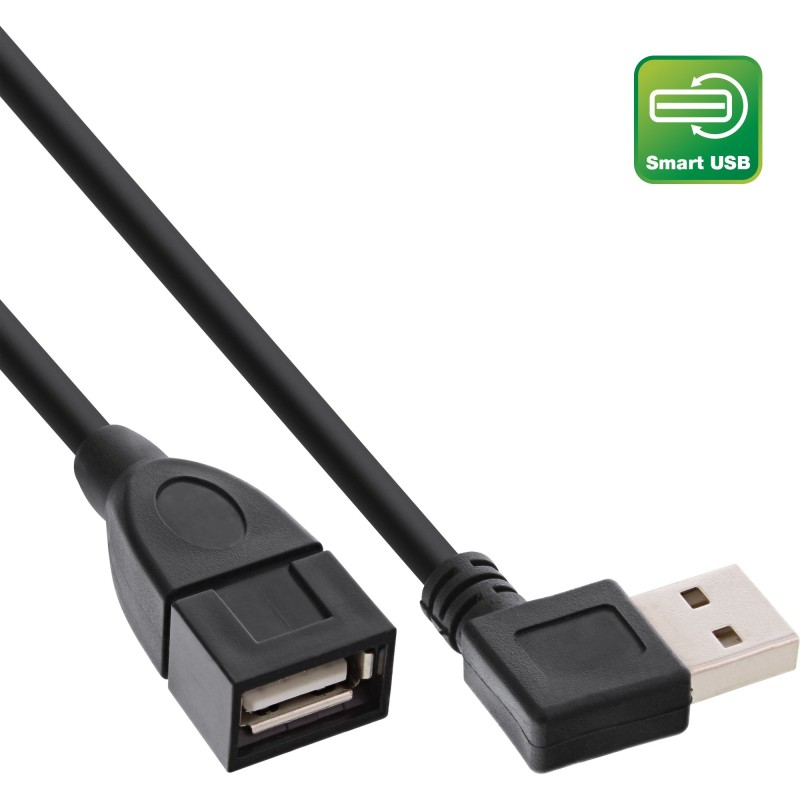 InLine Prolunga Smart USB 2.0 angolata, Tipo A,mreversibile - F, nero, 1m