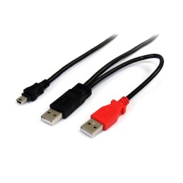 StarTech.com Cavo a doppia alimentazione per disco rigido esterno HDD a splitter Y - cavo USB A a mini B da 1,8m