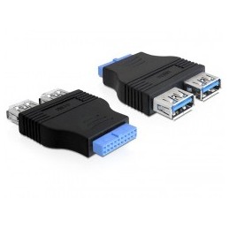 DeLOCK 65324 adattatore per inversione del genere dei cavi USB 3.0 19 Pin Buchse Nero