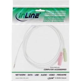 InLine Cavo audio Y, Jack 3,5mm M a 2x Jack 3,5mm F, 4pin CTIA, 1m, bianco