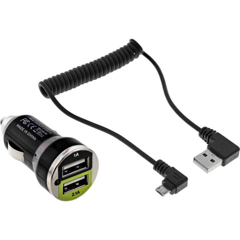 InLine Alimentatore USB per Auto, In  12 24V, Out  USB 5V 2100mA, 45x25mm, nero