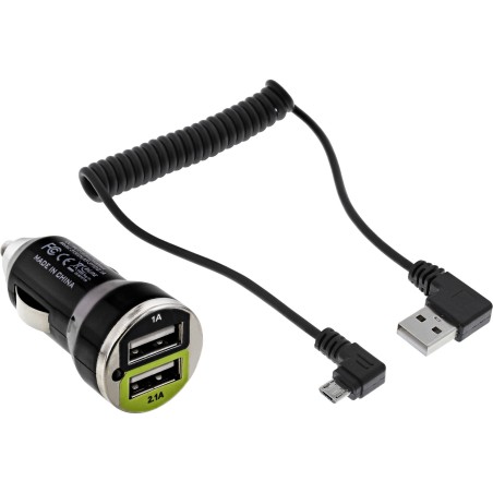 InLine Alimentatore USB per Auto, In  12 24V, Out  USB 5V 2100mA, 45x25mm, nero