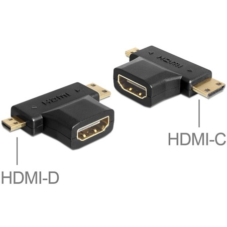 DeLOCK 65446 adattatore per inversione del genere dei cavi HDMI-C   HDMI-D HDMI-A Nero